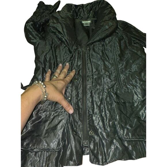 "CACHE" Silver Metallic Dress Coat VTG SZ M Belted 80's Girl's Night Out Club - Picture 6 of 16